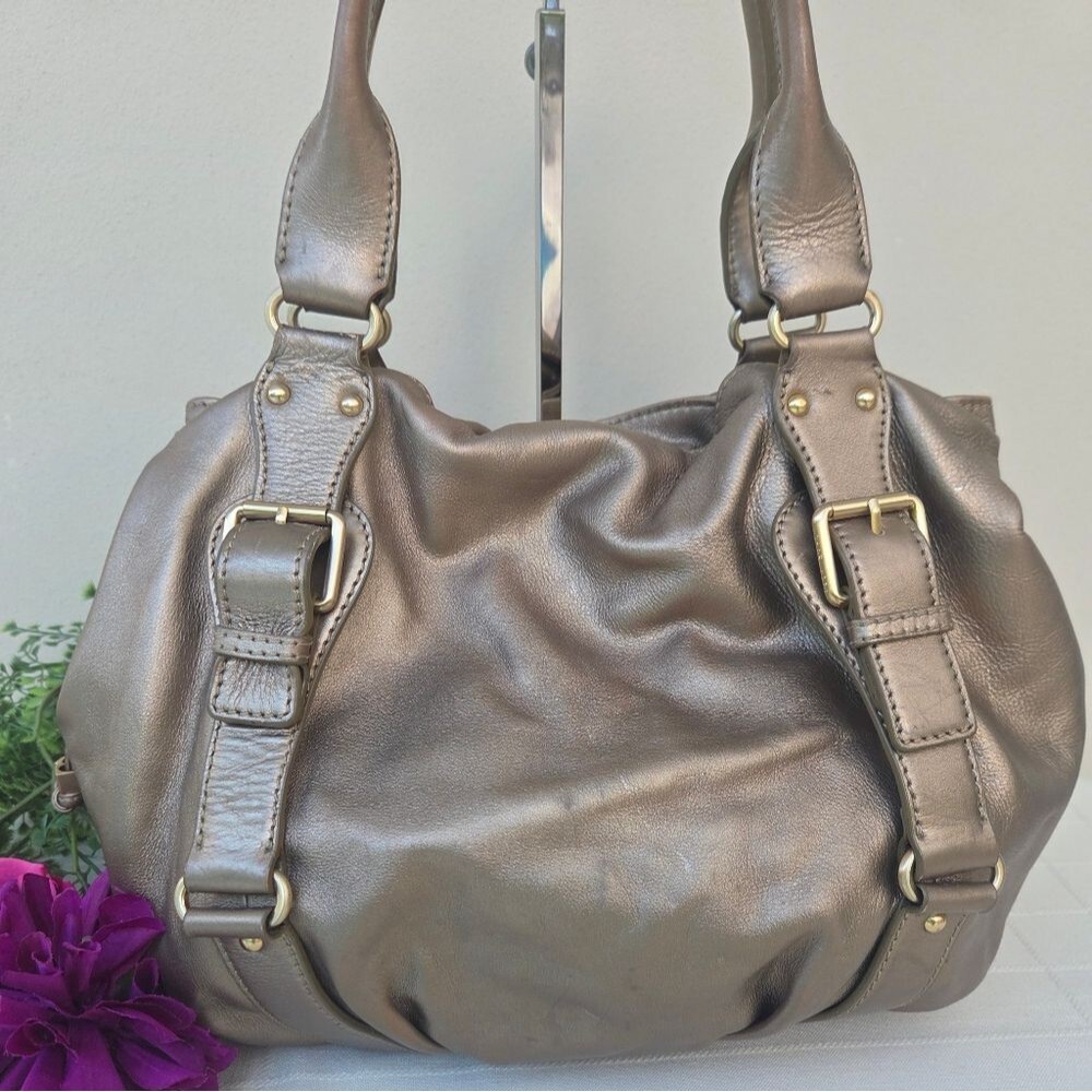 Michael Kors Gold Metallic Leather Shoulder Bag Purse